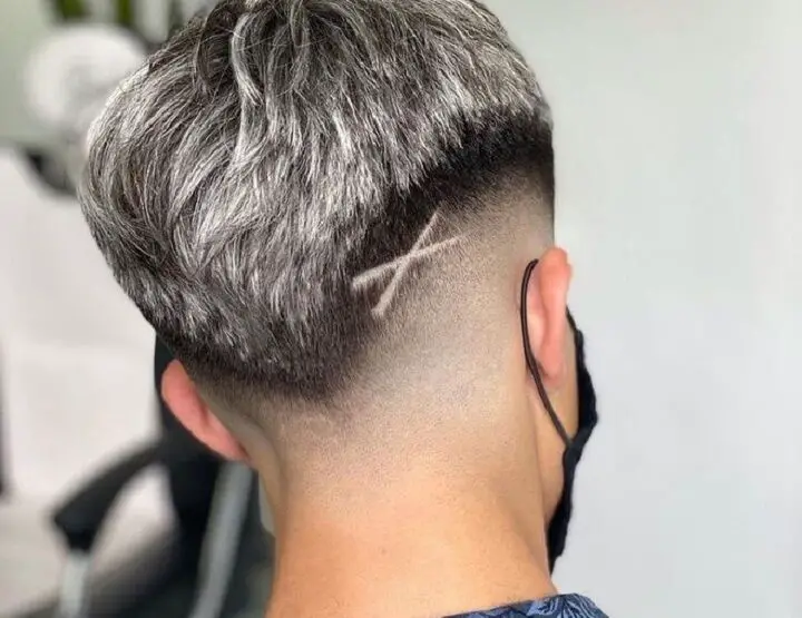 Diseño de línea de corte de pelo en forma de cruz