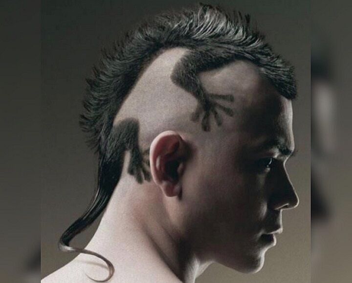 Hombre con un corte de pelo Spiky Gecko